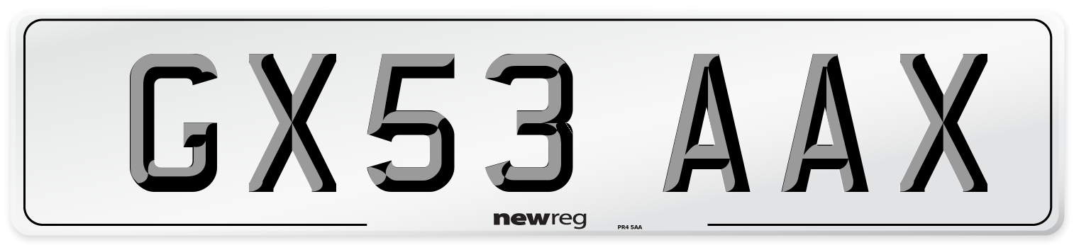 GX53 AAX Number Plate from New Reg